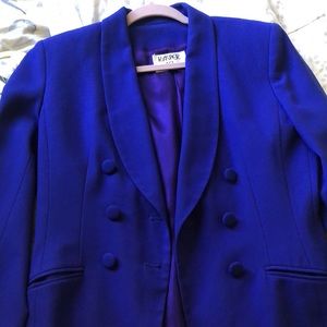 EUC Vintage Kasper Royal Blue Suit Jacket and Skirt Set - 8P 10P